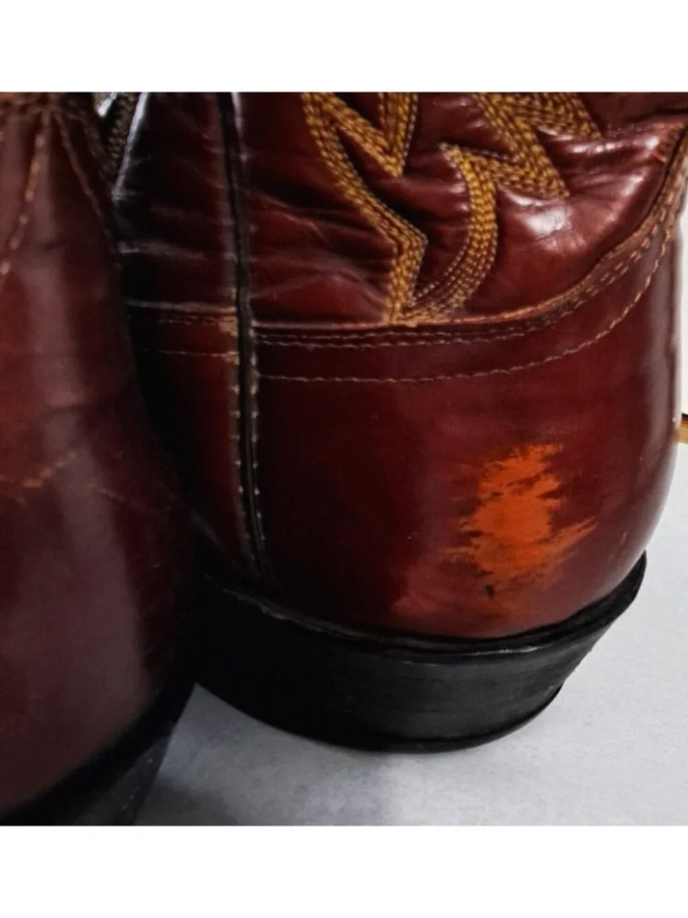 Vintage Laramie Men's 9 Leather Cowboy Boots Handmade Reddish Brown Embroidered